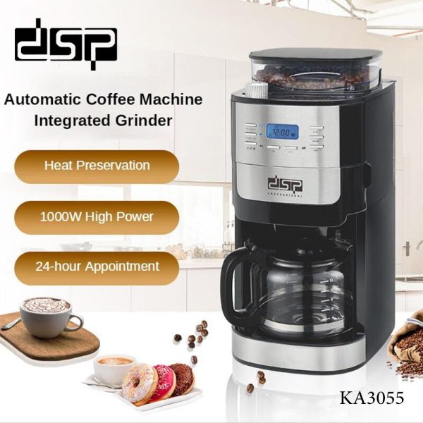ماكينة قهوة 2 في 1 بطاحونة مدمجة – 1000 وات – DSP KA3055