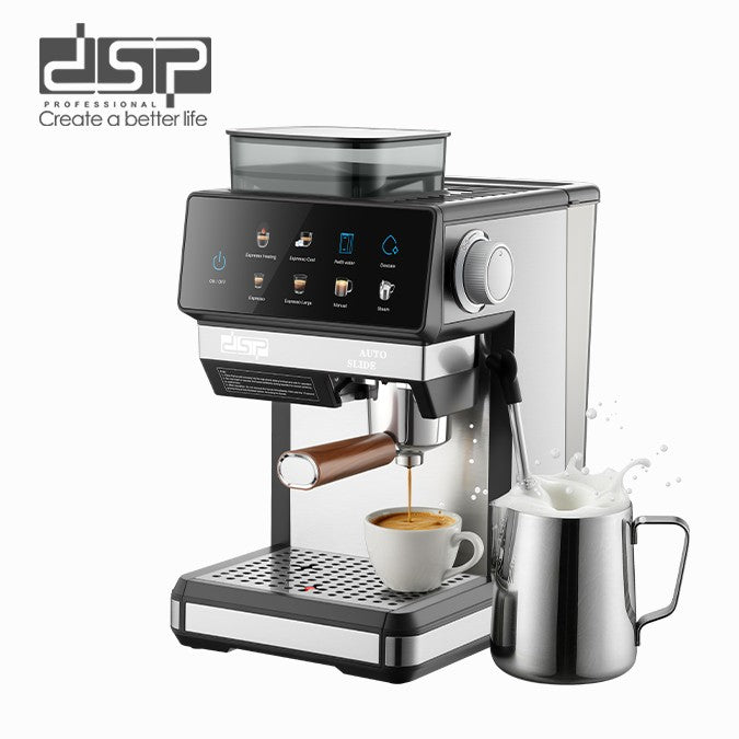 DSP KA3163 2-in-1 Espresso Machine with Built-in Grinder – 20 Bar, 1350 W, Touch Screen