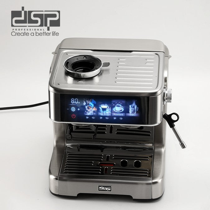 DSP KA3177 Professional Espresso Machine with Built-in Grinder – Dual Boilers and Pumps, 20 Bar, 2800 W