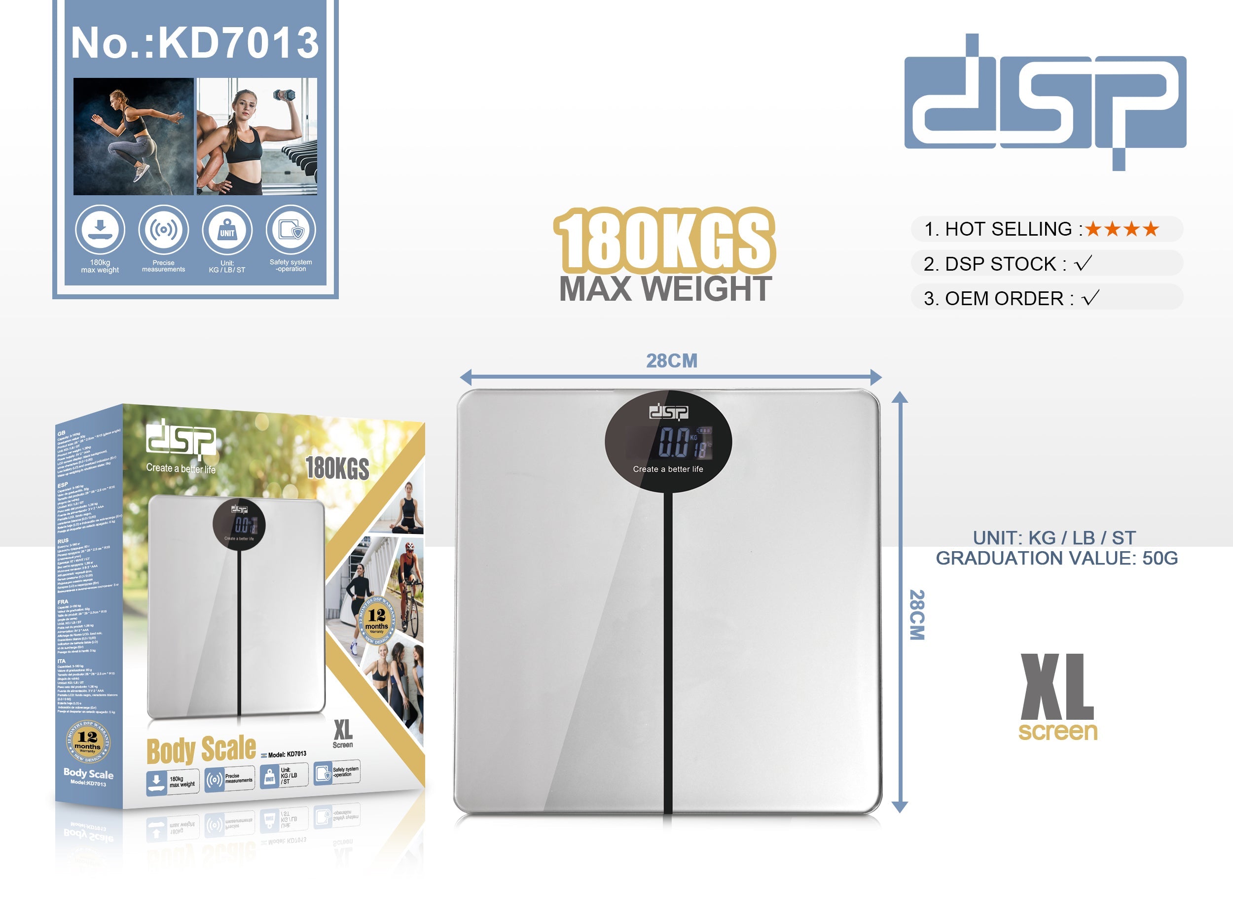 Digital Personal Scale Precision Sensor 180kg | KD7013 | DSP | Image 7