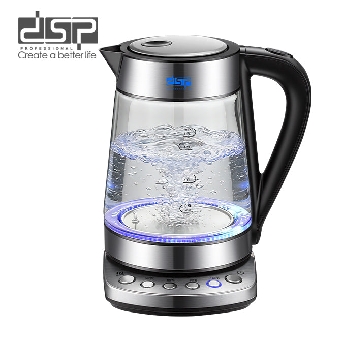 غلاية زجاج بتحكم في الحرارة – 1.7 لتر – 2200 وات – DSP KK1291
