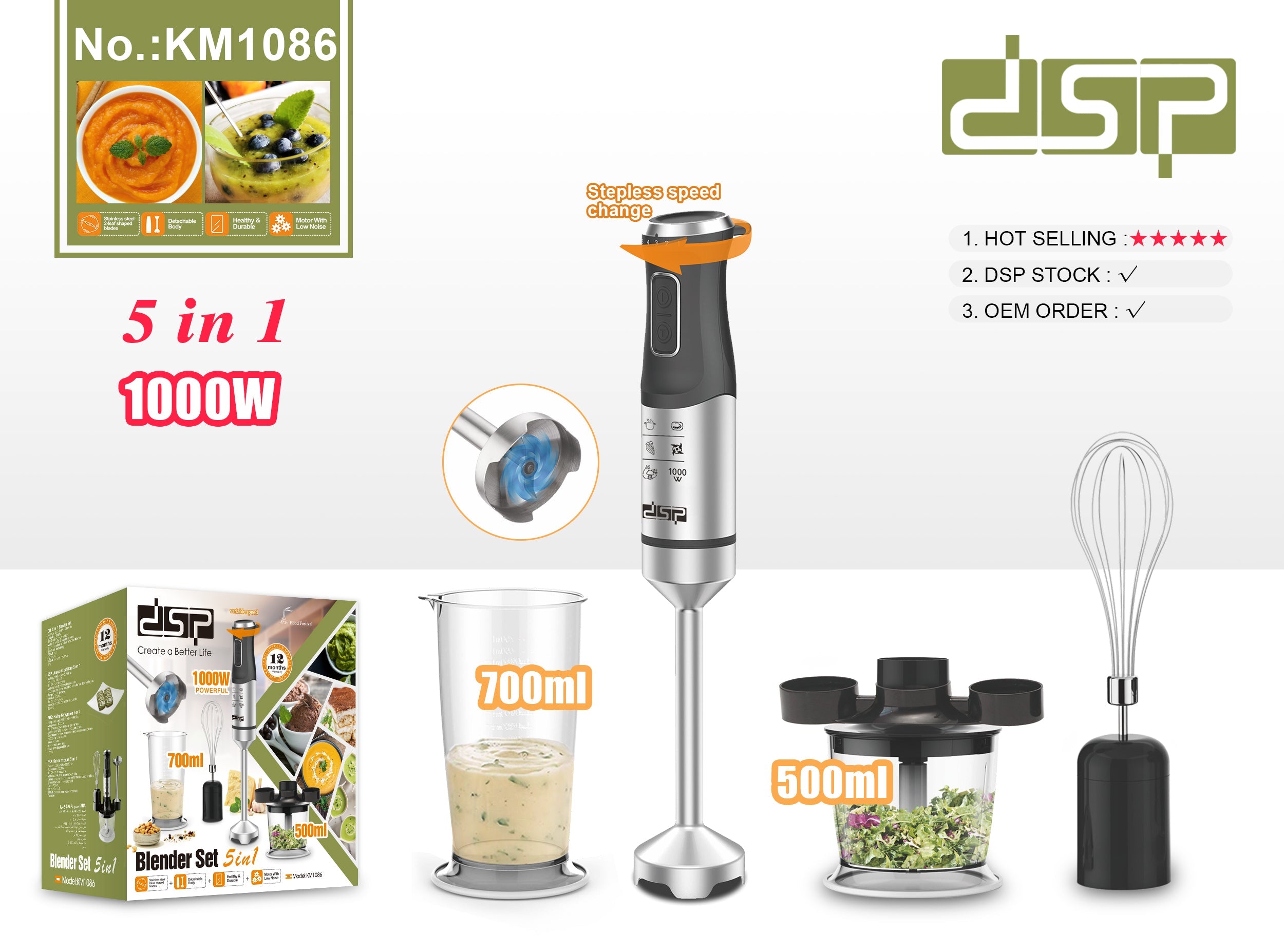 Food Processor DSP KJ3053 – 4 in 1 – 400 Watts