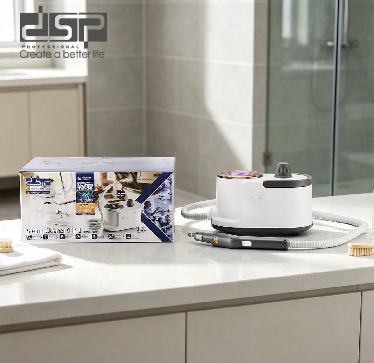 منظف بخار DSP KD2101 – 9 في 1 – 2000 وات بسعة 1.6 لتر