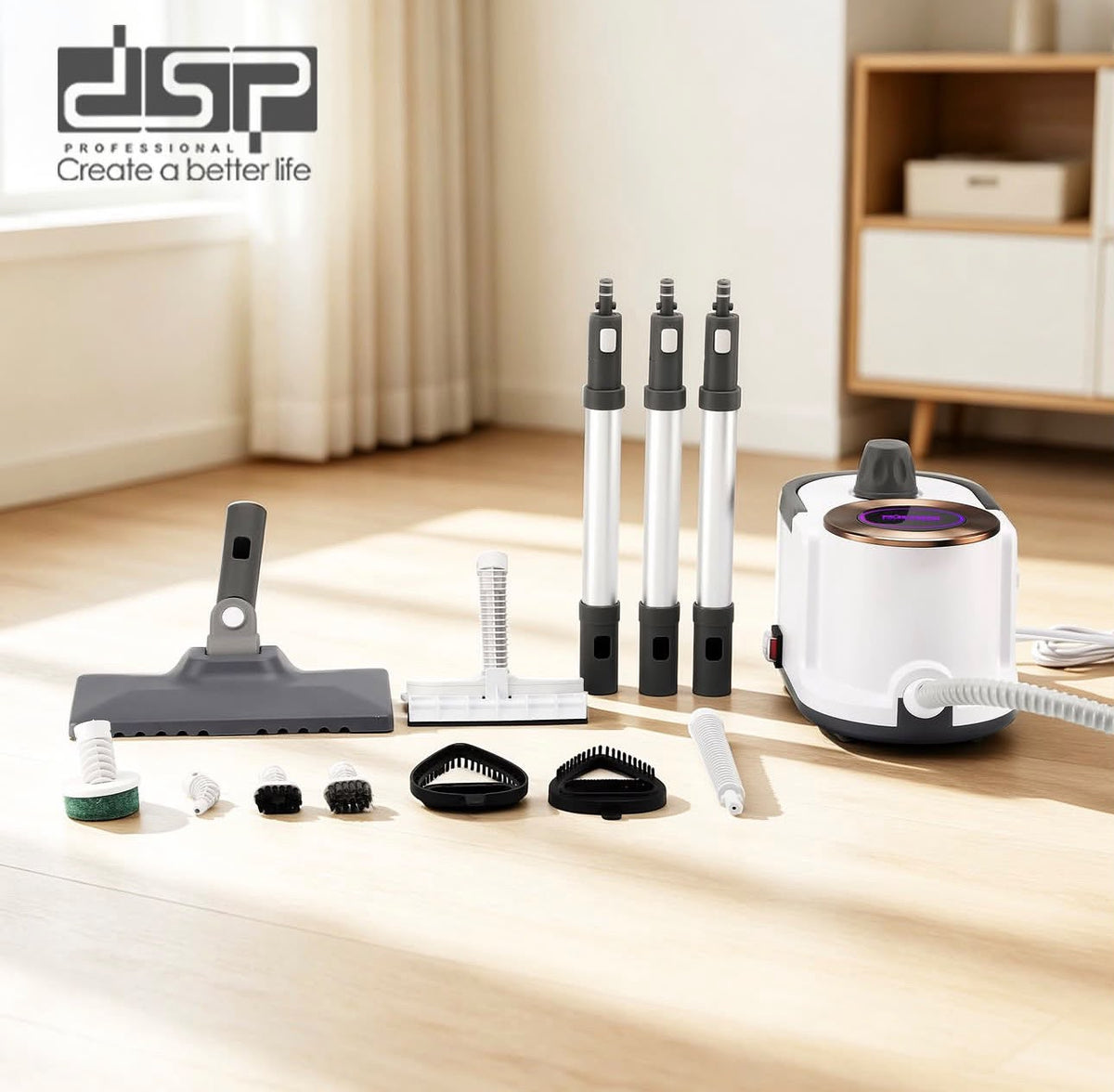 منظف بخار DSP KD2101 – 9 في 1 – 2000 وات بسعة 1.6 لتر