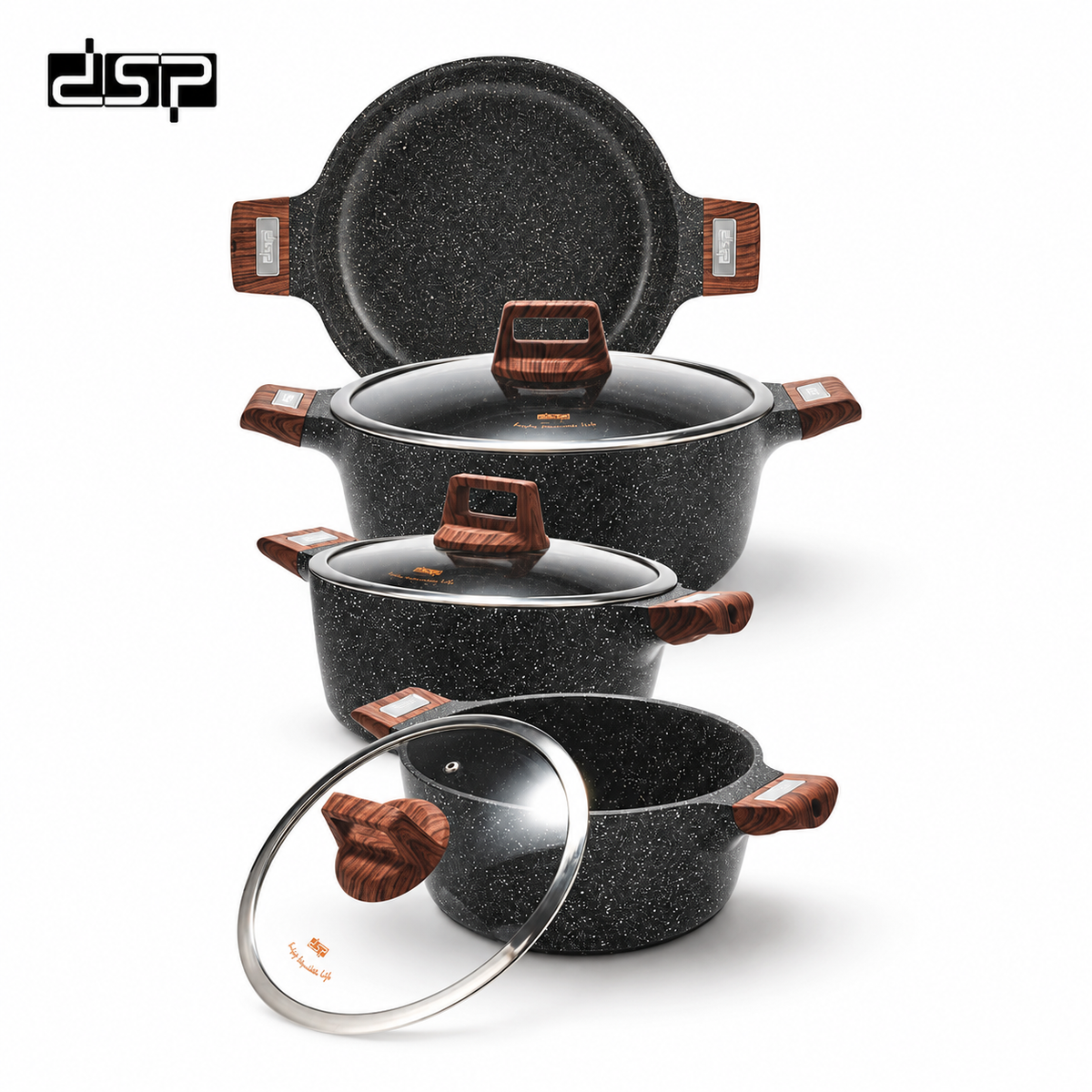 طقم حلل جرانيت غير لاصق DSP CA005-S01 Black – صورة 2